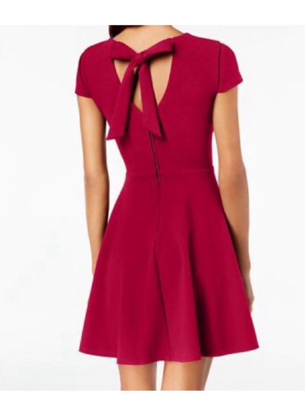 NWT B. Darlin Red Short Sleeve Bow Tie Back Mini Dress - Picture 2 of 9